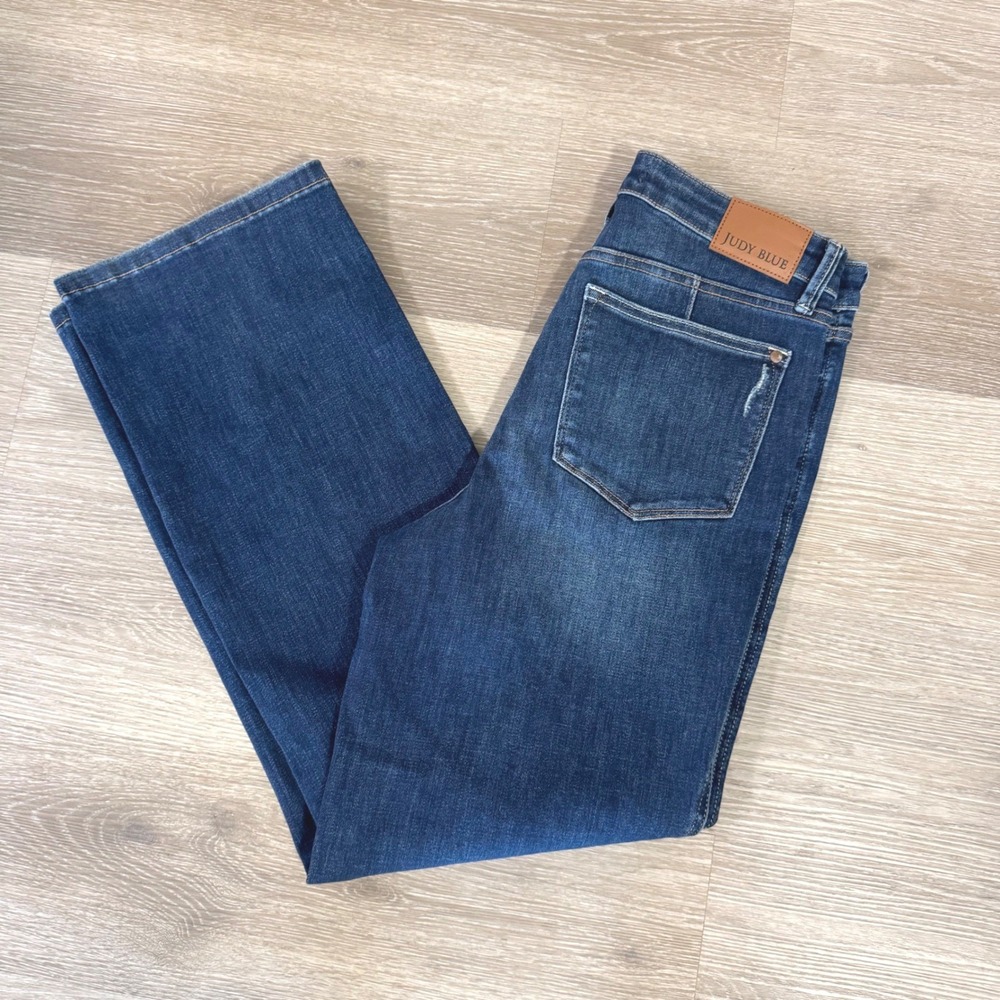 Judy Blue Straight Fit Jeans Womens 11/30 Blue High Rise JB88869 DK Stretch